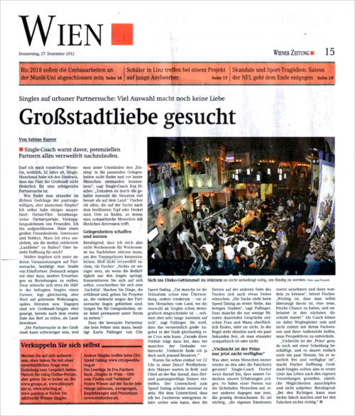 Wiener Zeitung: “Großstadtliebe”